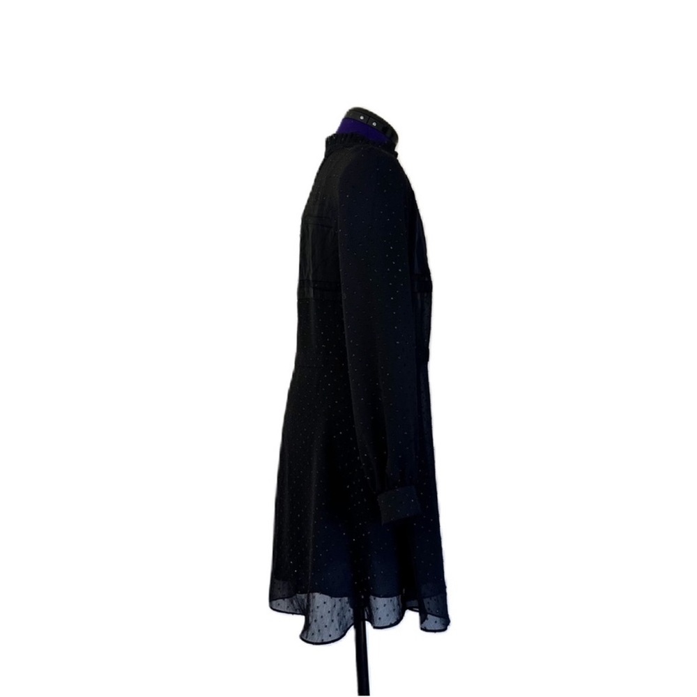All Saints Black Sheer Polka Dot Sparkle Long Sleeve Dress - Picture 2 of 16